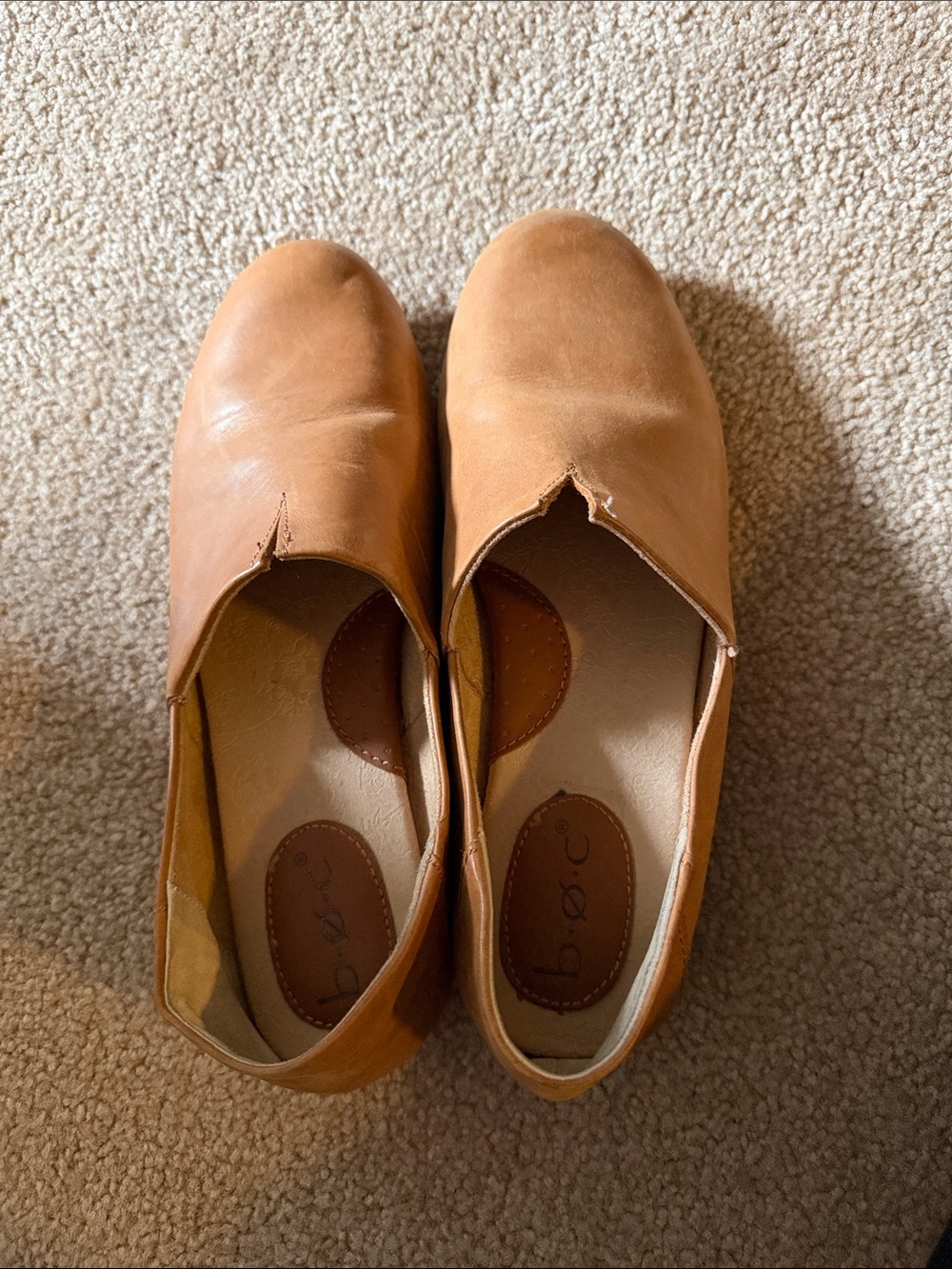 Tan Leather Slip-On Flats BOC B.O.C Suree Slip-on Shoes